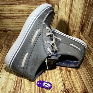 SPERRY TOP-SIDER Mens High Top  Sneaker boot Gray Leather Boat Shoe Foldable  8